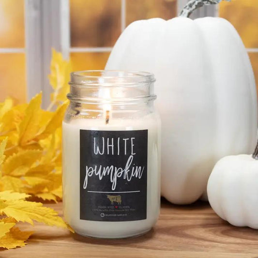 White Pumpkin 13 oz Mason Jar Fall Candle