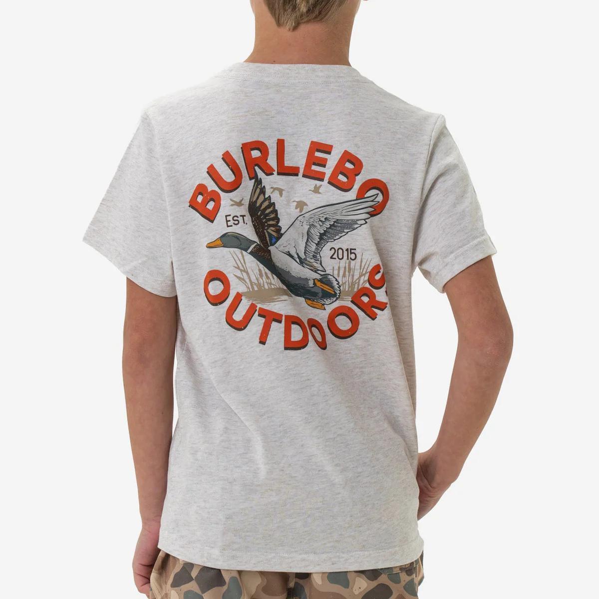 BURLEBO Youth Short Sleeve Tee - Old School Duck Hunt - Heather Oatmeal