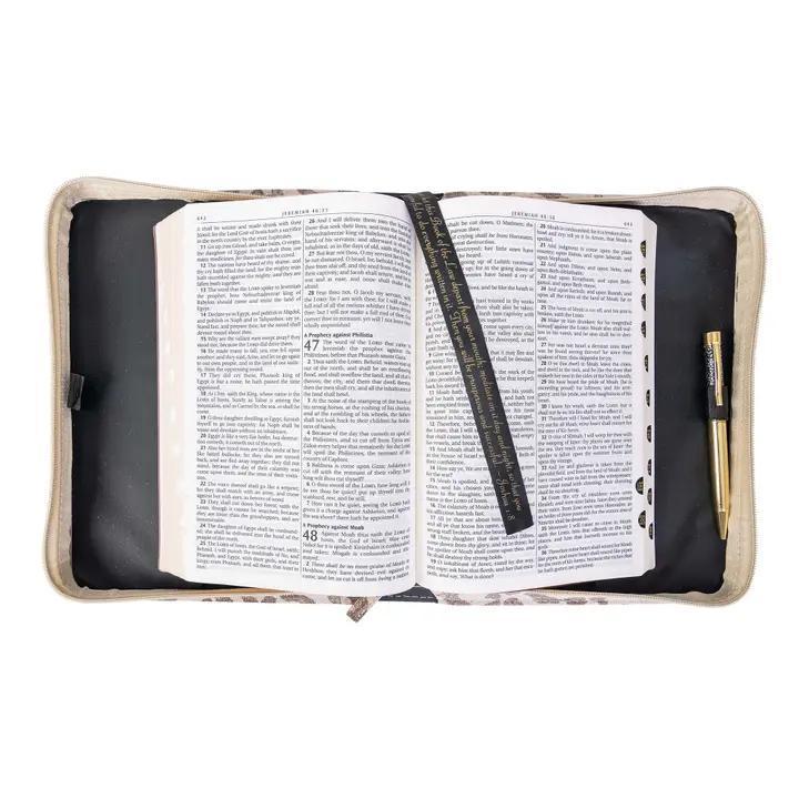 Divine Details: Bible Cover - Leopard W/Metallic Gold
