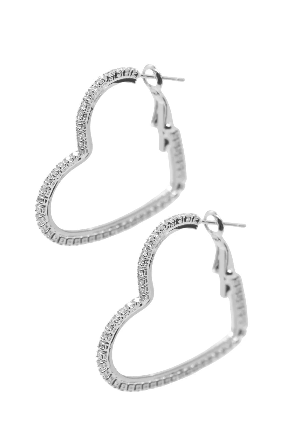 PASSIONATE EMBRACE, BOLD HEART-SHAPED SILVER EARRINGS, LARGE
