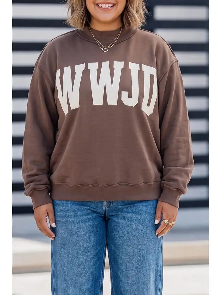 Amen/WWJD Oversized Loose Fit Mock Neck Sweatshirt
