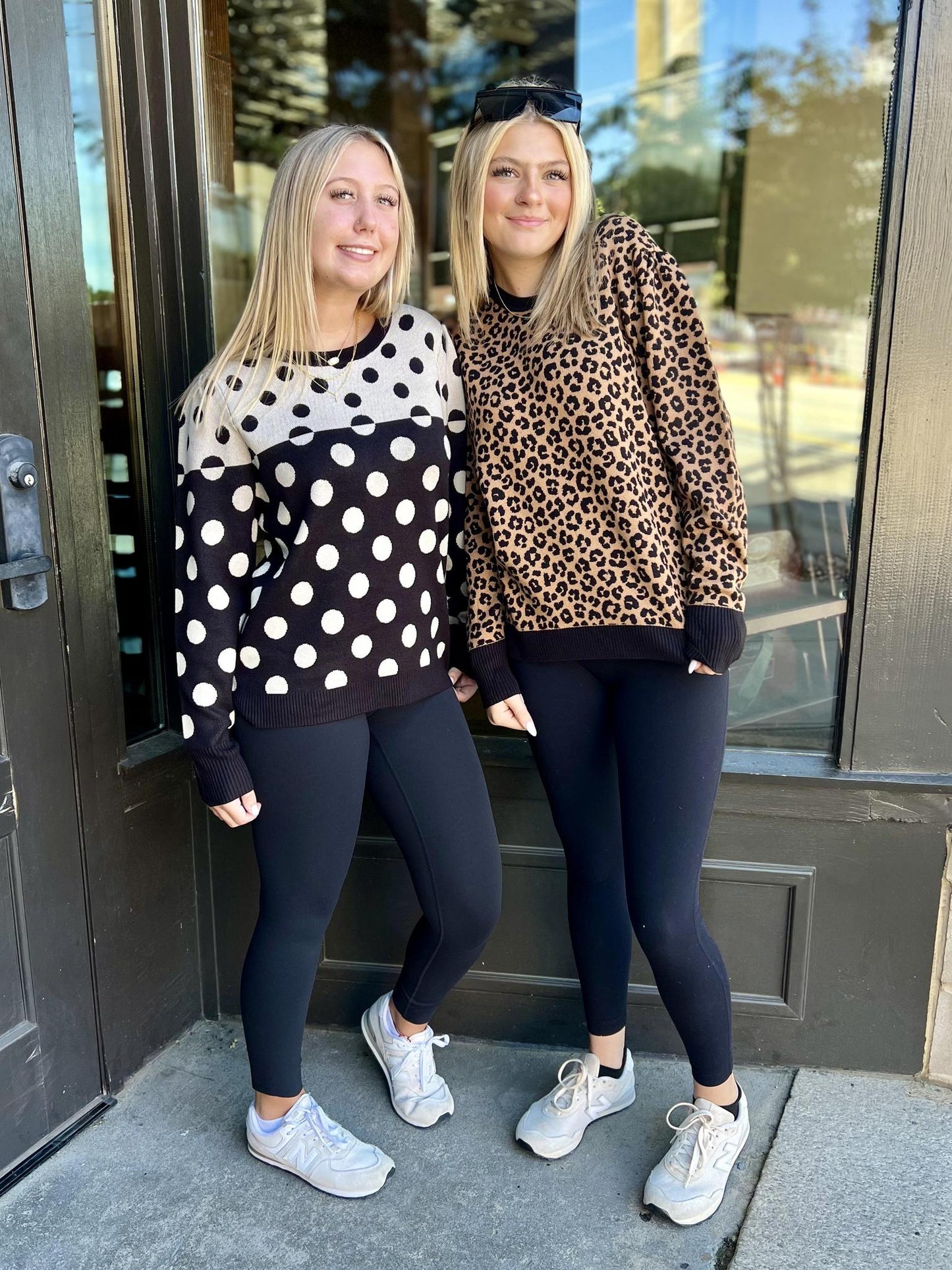 Polka - Dot Crew Neck Puff Sleeve Sweater