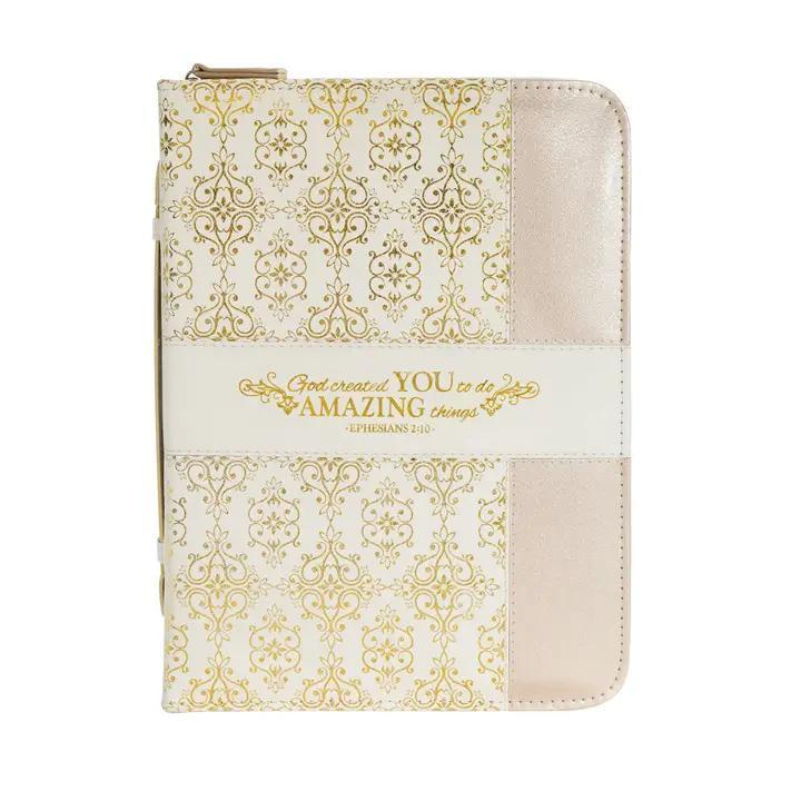 Divine Details: Bible Cover Cream and Gold Amazing You