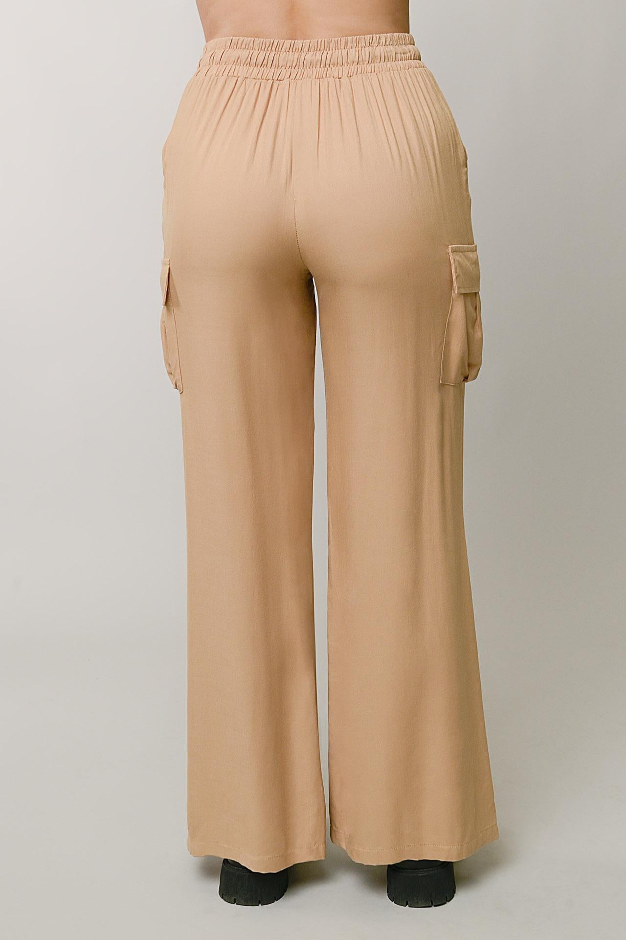 Flowy Challis Wide Leg Drawstring Cargo