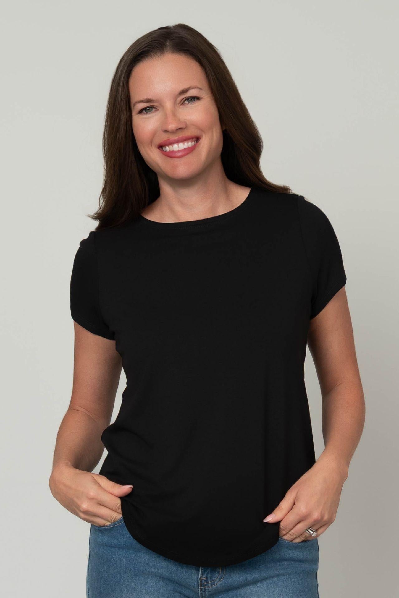 Crew Neck Hi-Lo Hem Tee