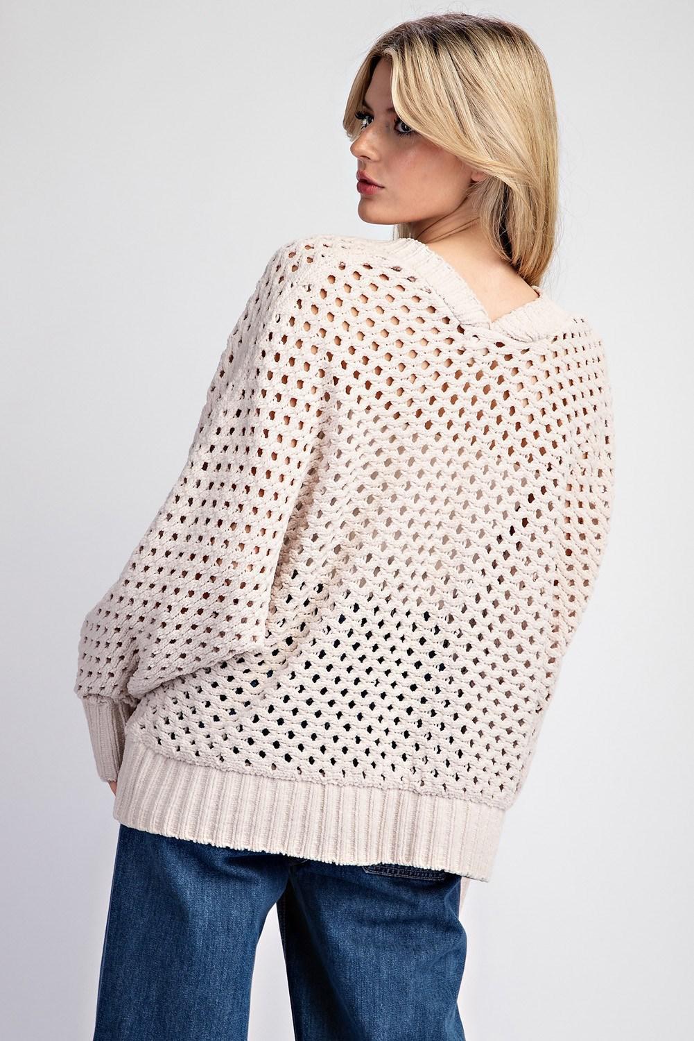 Plus Long Sleeve Crochet Cardigan