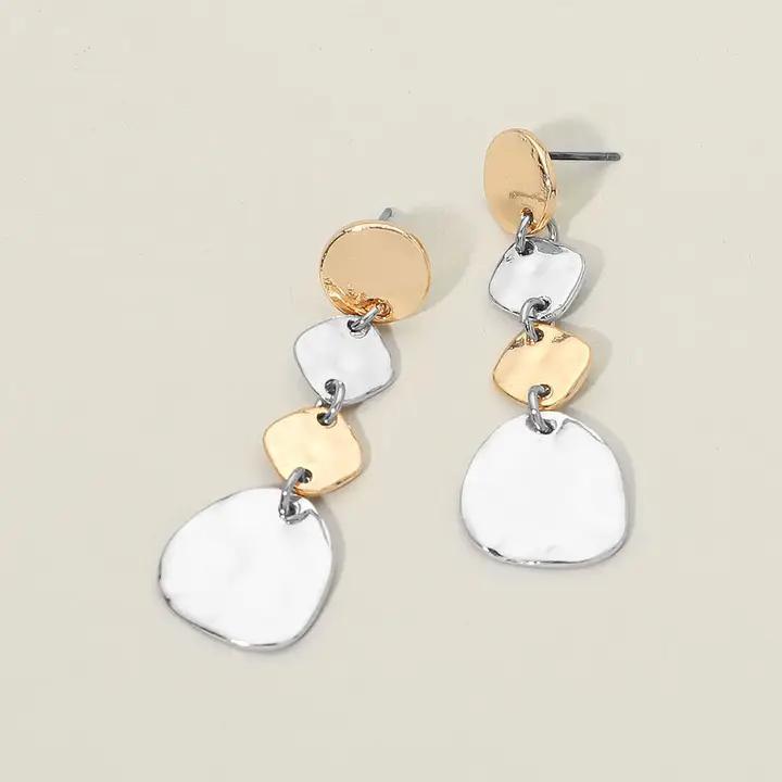Abstract Metal Plated Link Drop Earrings - 3 Styles
