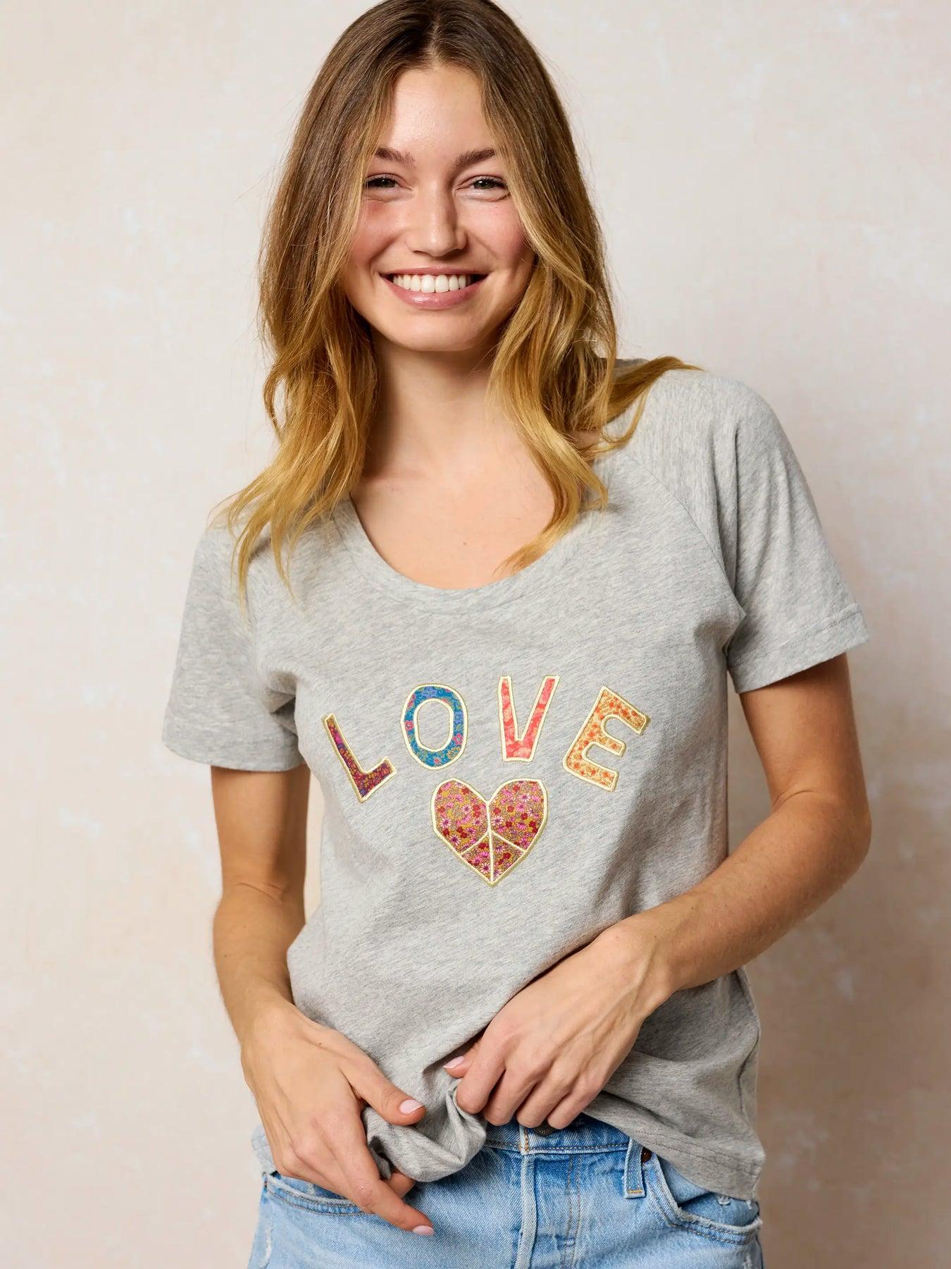 Natural Life Boho Cotton Applique Tee - Love
