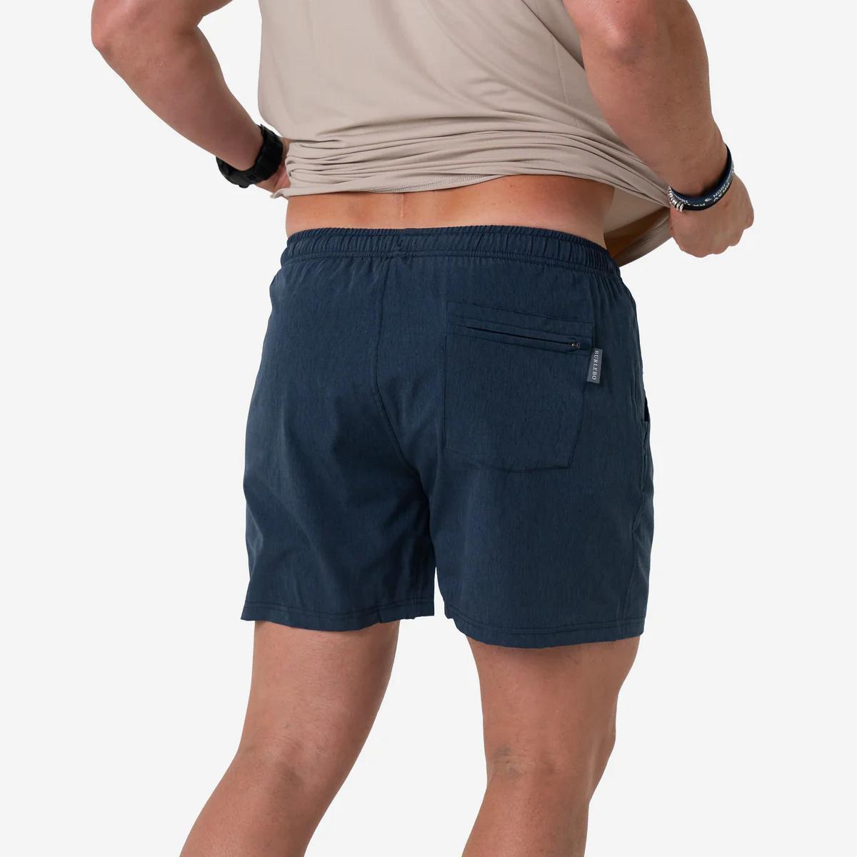 BURLEBO Athletic Short - Heather Navy - American Flag Liner