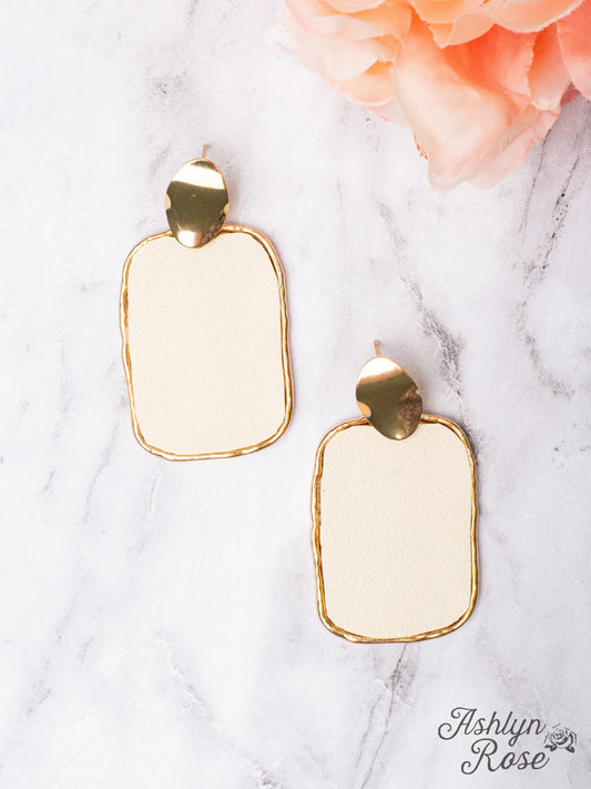 Faux Leather Square Stud Earrings