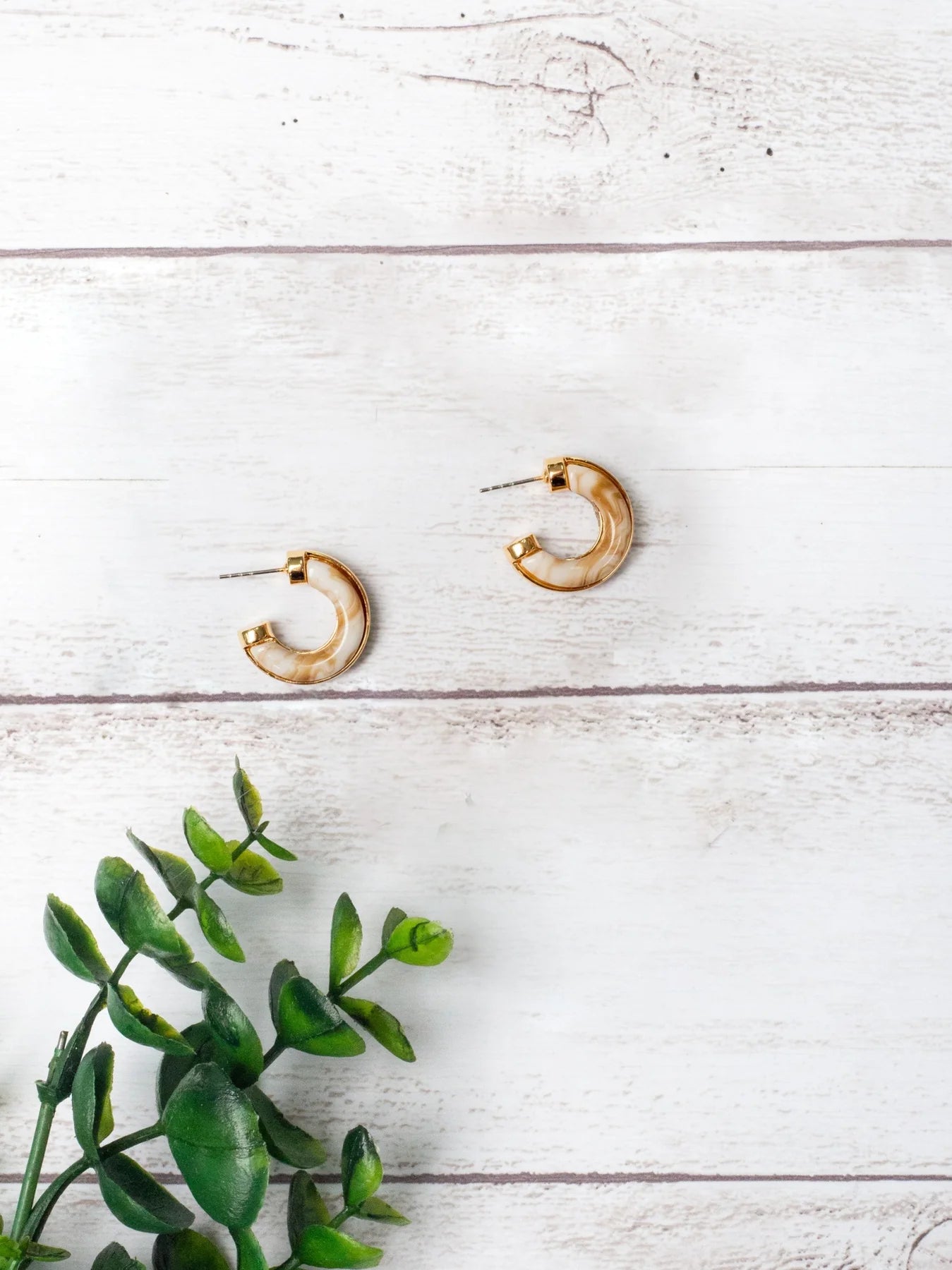 Runway Reserved Tan Marble Hoop Earrings