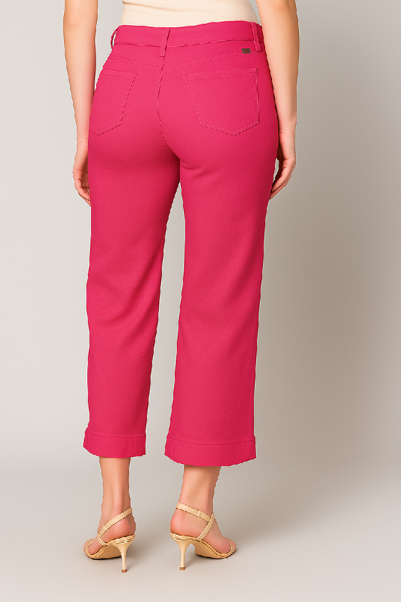 Cropped Wide Leg Jean Vivid Berry