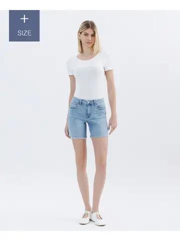 Lovervet Plus Size High Rise Raw Hem Midi Shorts LV1726