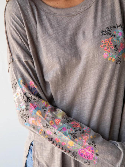 Natural Life Oversized Cotton Doodle Tee