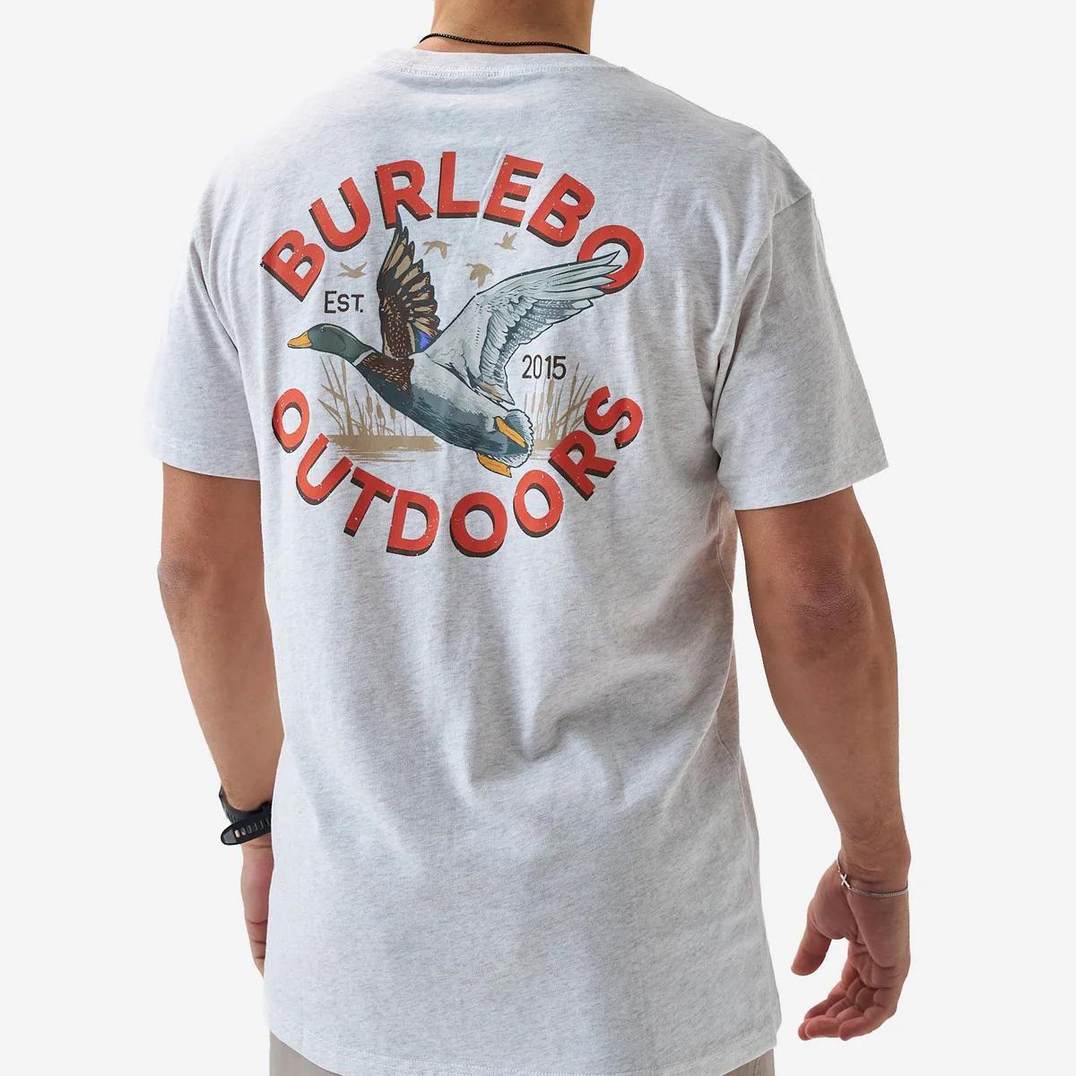 BURLEBO Short Sleeve Tee - Old School Duck Hunt - Heather Oatmeal