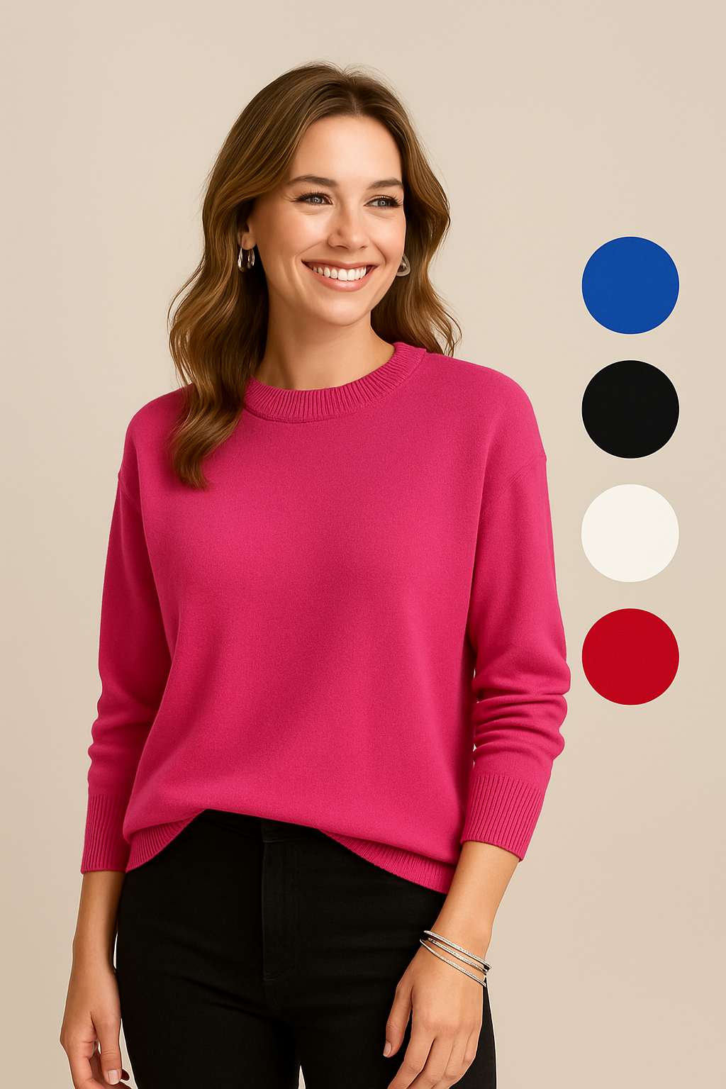 Drop Shoulder Crew Neck Sweater