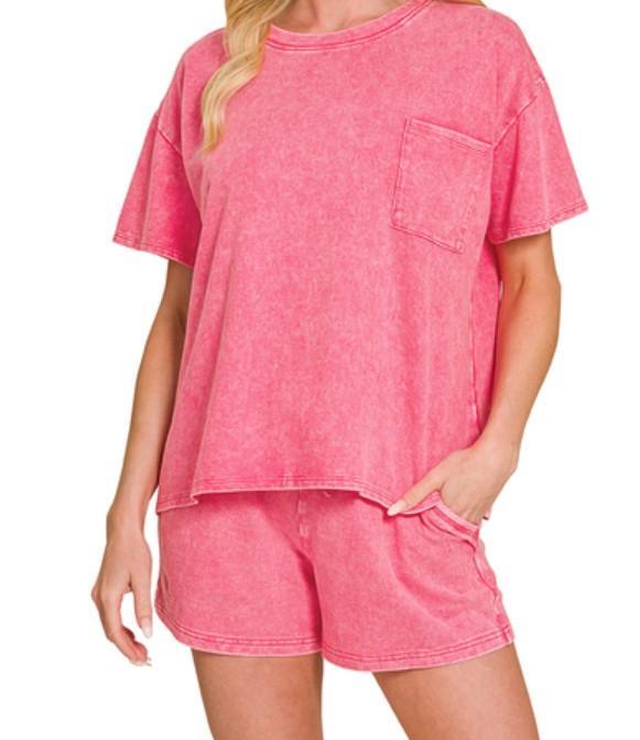 #TTTPW-5372A3 French Terry Acid Washed Relaxed Set
