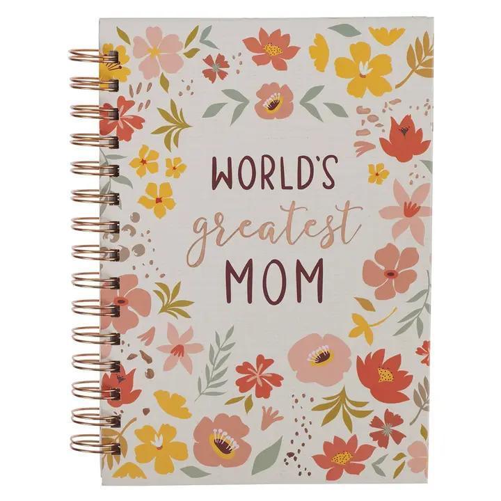 Journal Wirebound Peach Floral World's Greatest Mom