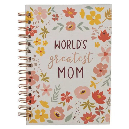 Journal Wirebound Peach Floral World's Greatest Mom