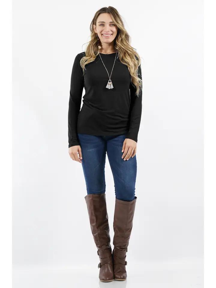 Zenana Brushed Microfiber Long Sleeve Round Neck Tee