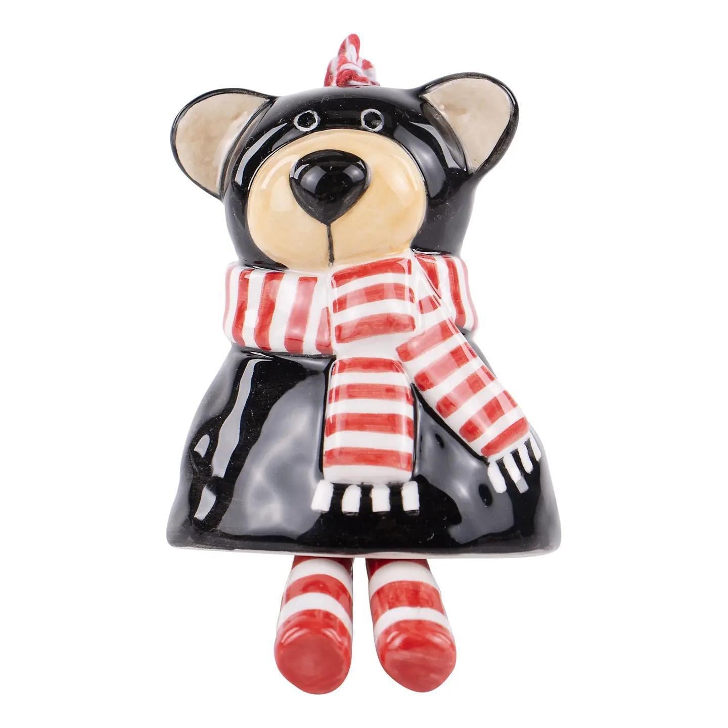 Black Bear Christmas Ornament - Hand-Painted
