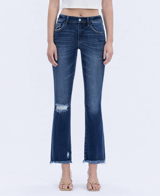 LOVERVET HIGH RISE DISTRESSED KICK FLARE JEANS LV1549