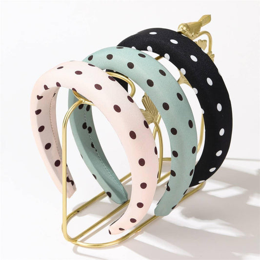 POKA DOT PUFFED SPA HEADBAND HAIR BAND | 40HB189