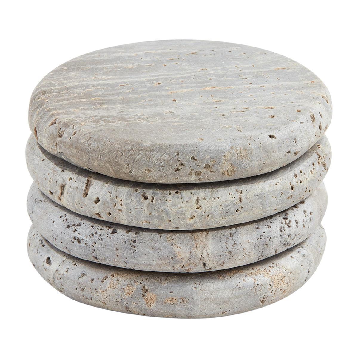 Gray or Beige Stone Coaster Sets