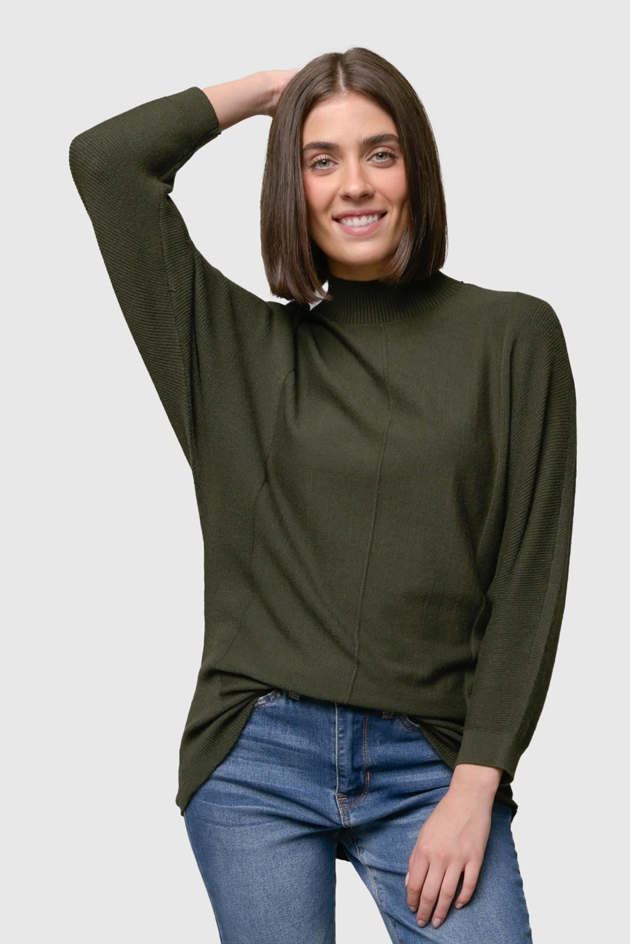 HEATHERED MOCK NECK SWEATER