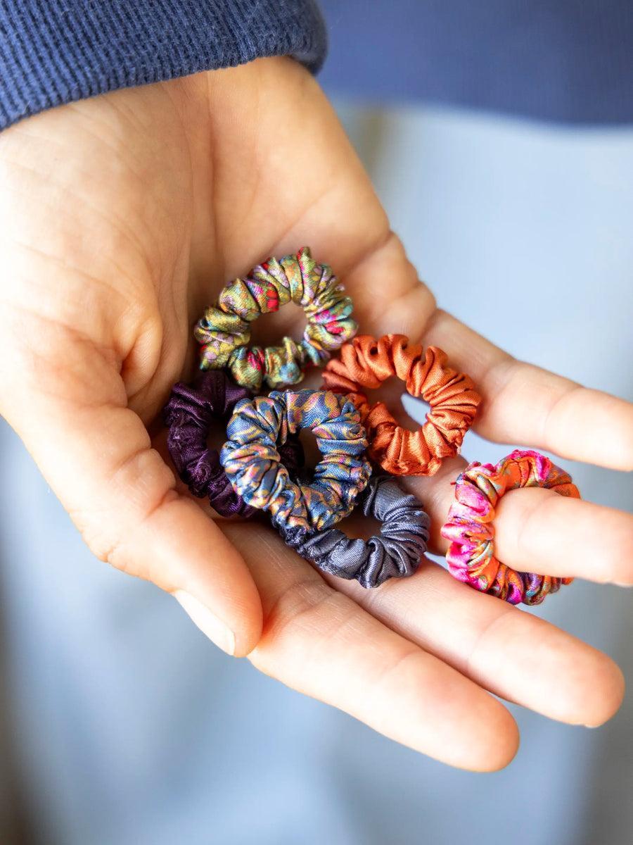 Natural Life Mini Satin Scrunchies, Set of 6 - Berry
