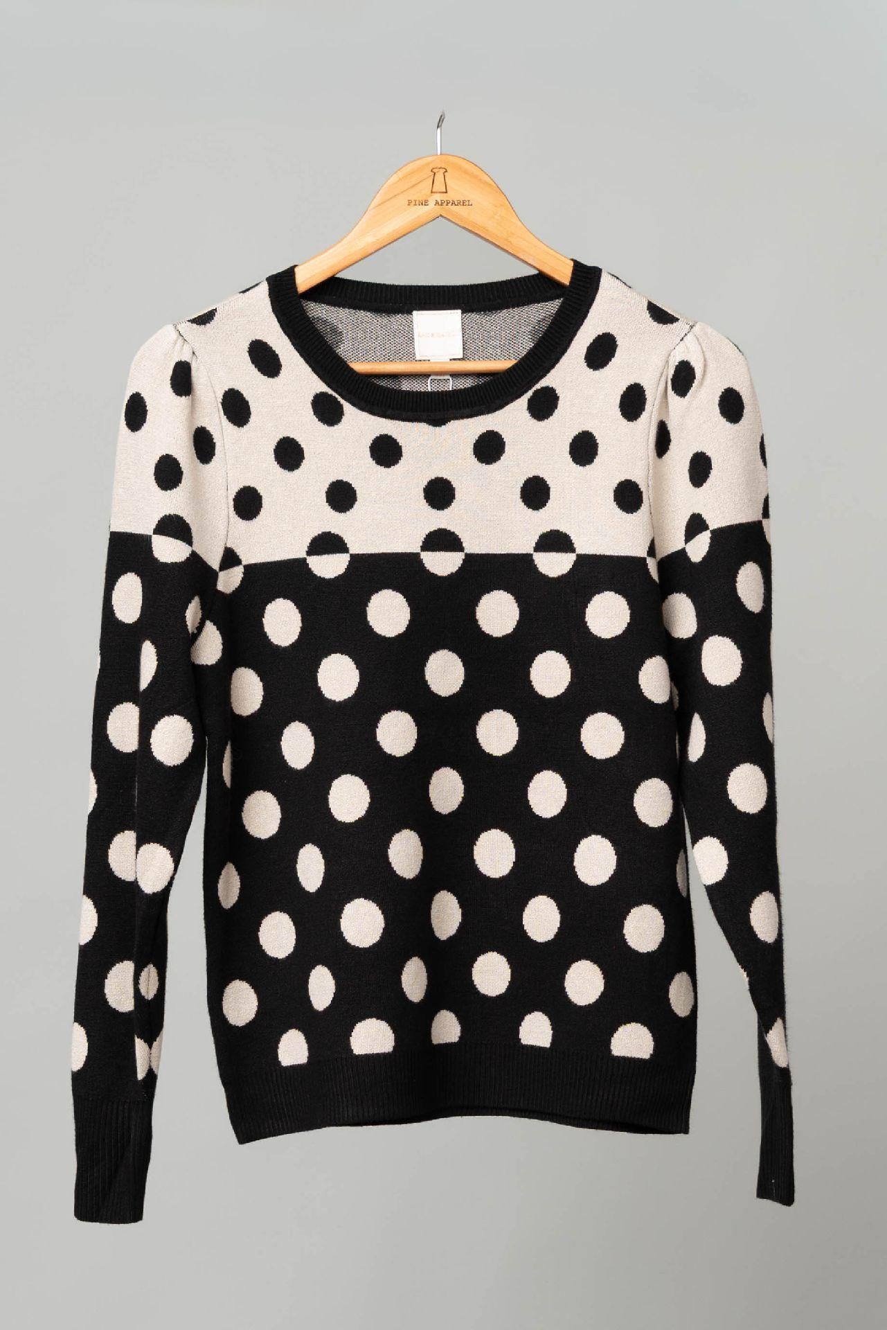 Polka - Dot Crew Neck Puff Sleeve Sweater