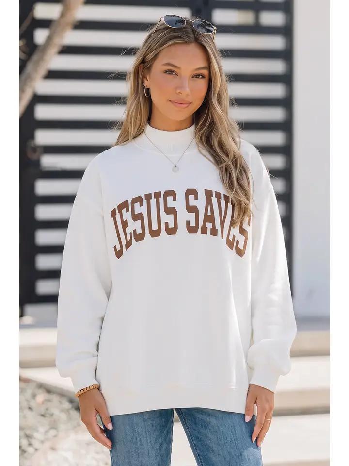 Christian Faith Print Mock Neck Sweatshirt Reversible