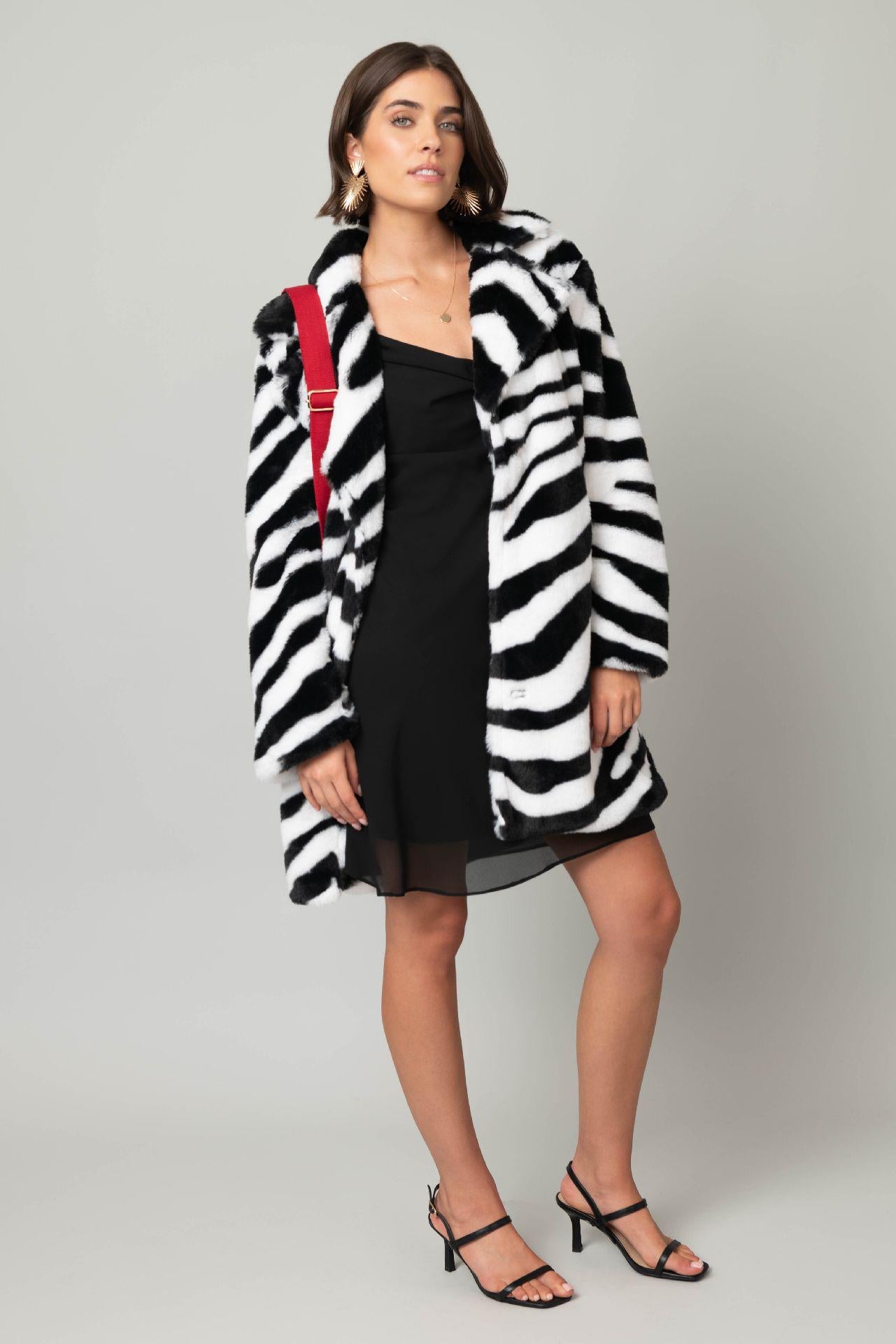 Faux Fur Lined Knee Length Coat