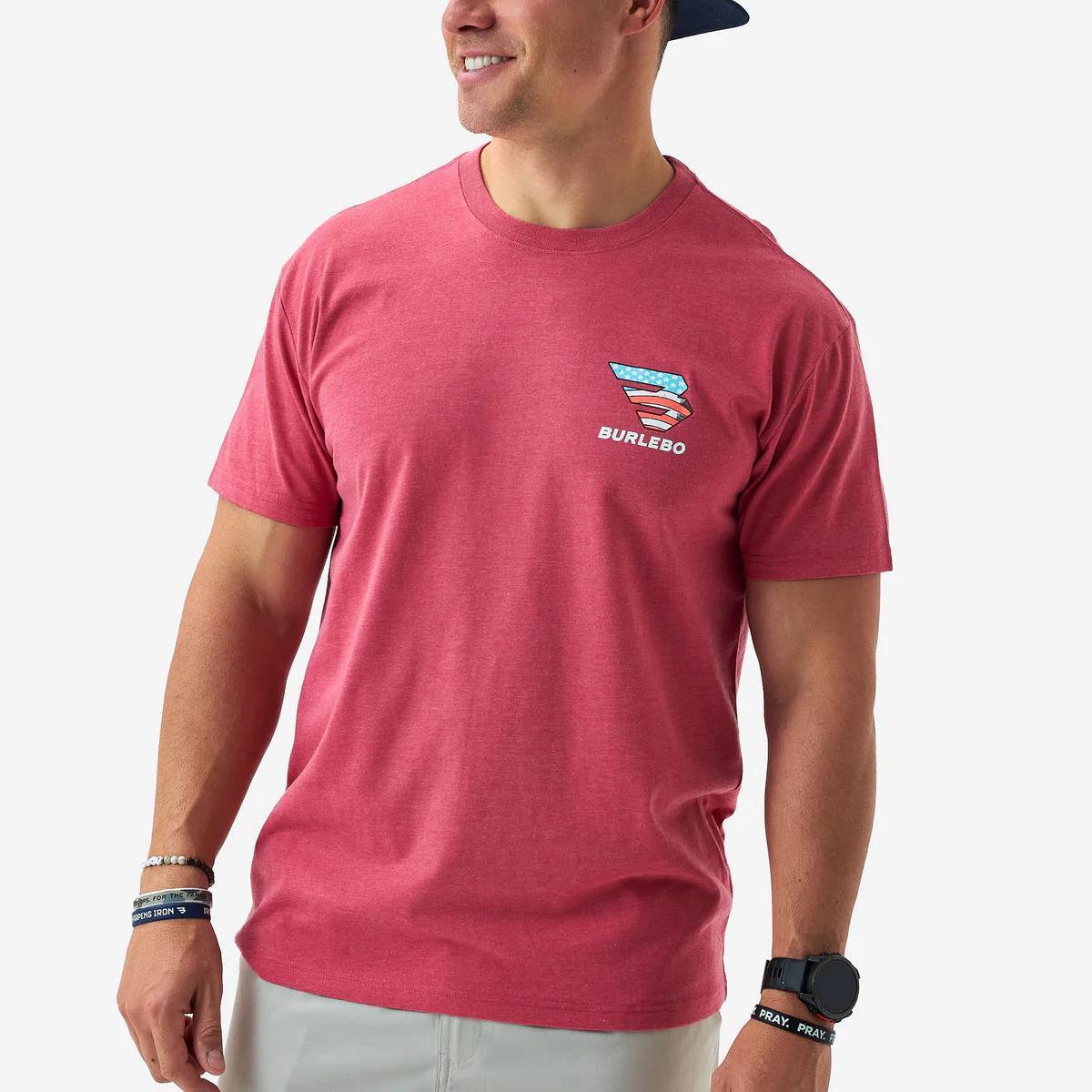 Short Sleeve Tee - American Dogs - Heather Crimson