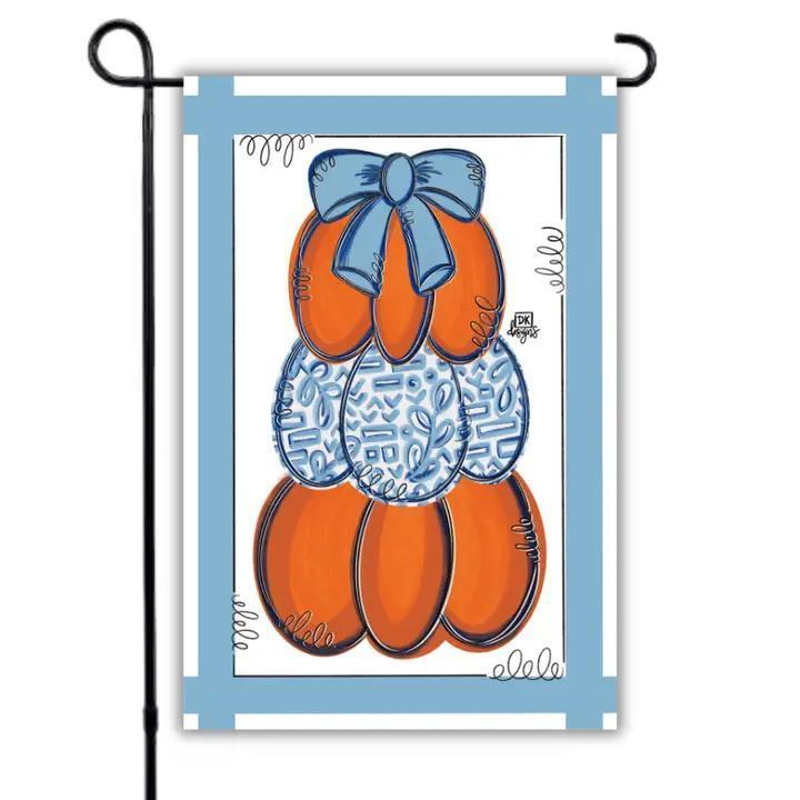 Blue and White 2026 Pumpkin Stack Garden Glam Graden Flag