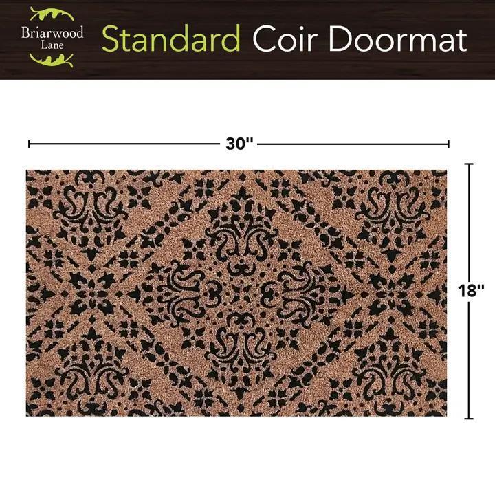 Black Damask Coir Doormat 18 x 30