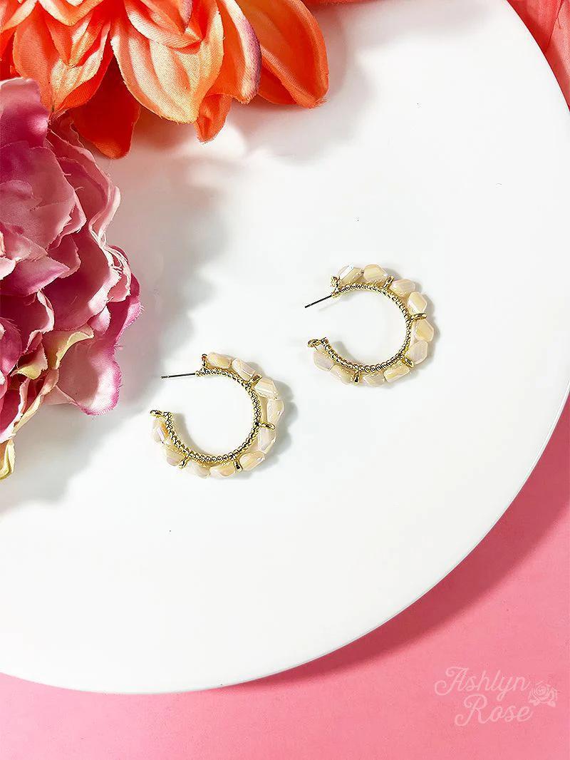 G&E Beading around the bend hoop Beige