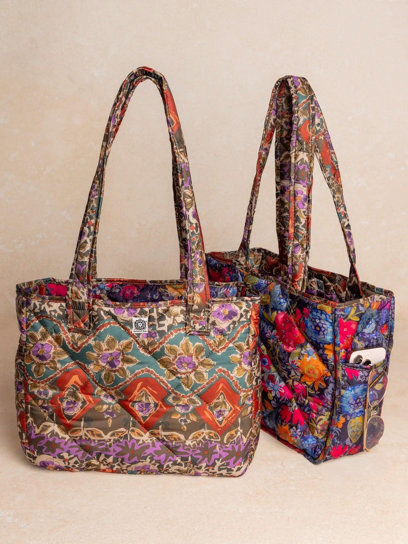 Natural Life Reversible Puffy Tote Bag