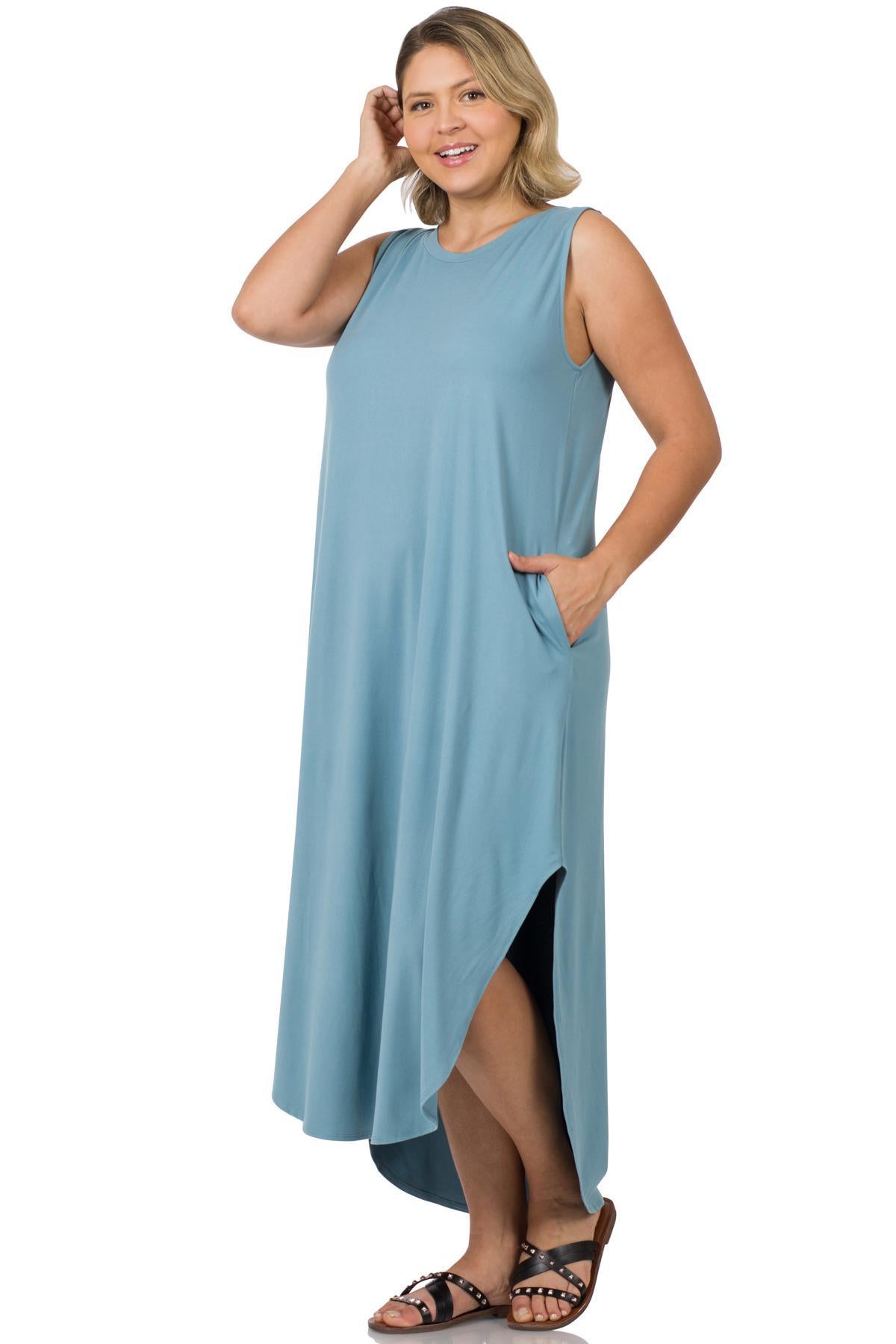 Side Slit Dress with Pockets