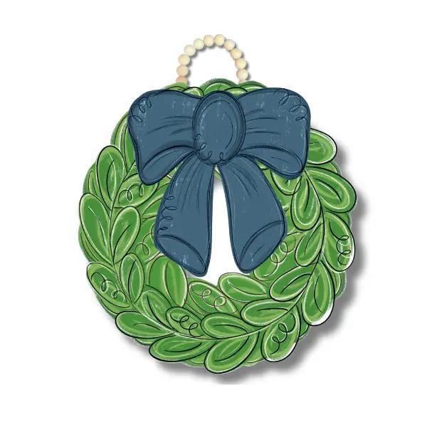 Navy Bow Wreath Door Hanger