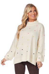 Mud Pie White Novie Pom Sweater