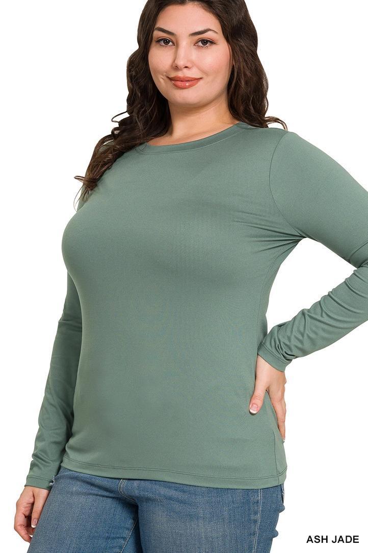 Zenana Brushed Microfiber Long Sleeve Round Neck Tee