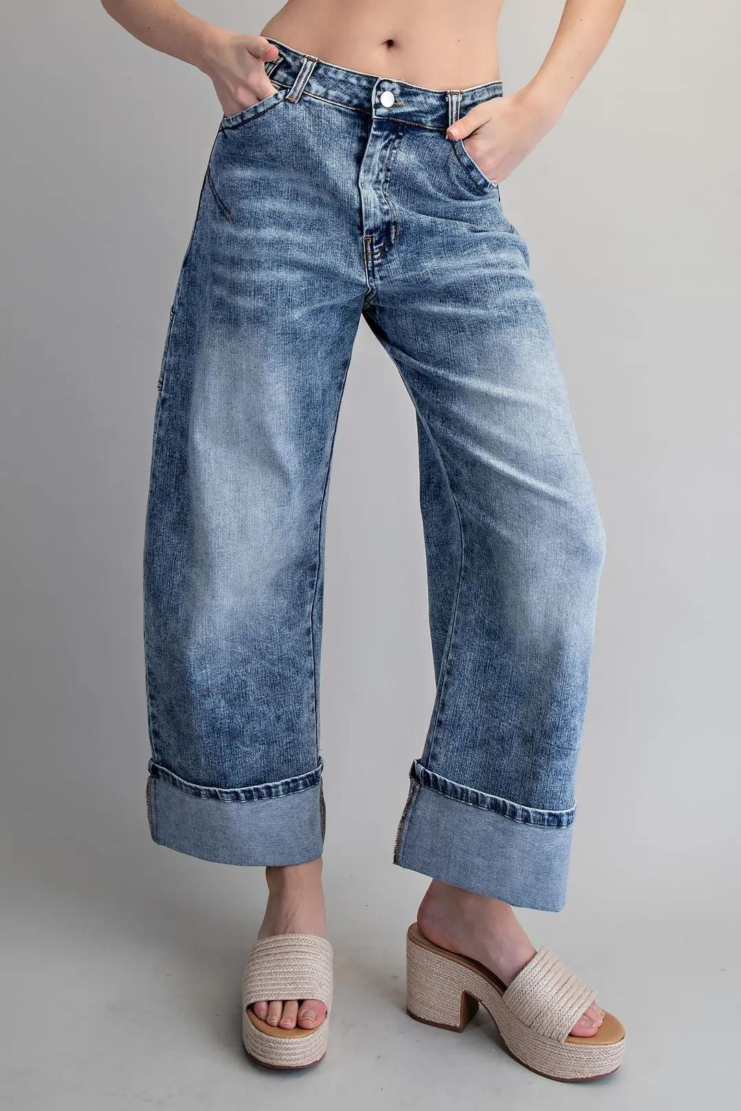 EE:Some Zipper Front Rolled Up Hem Pants