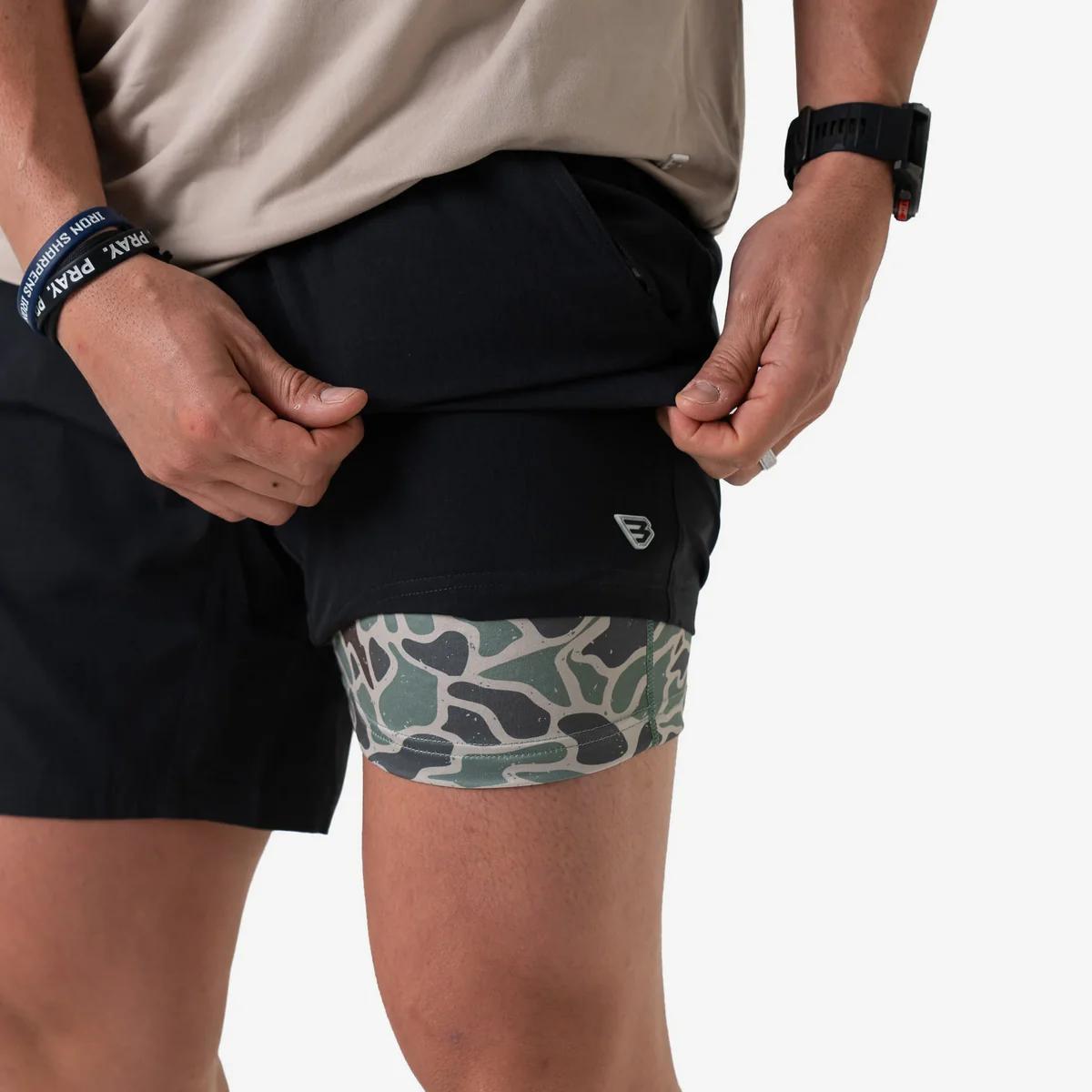 Burlebo Athletic Short - Heather Black - Retro Duck Camo Liner