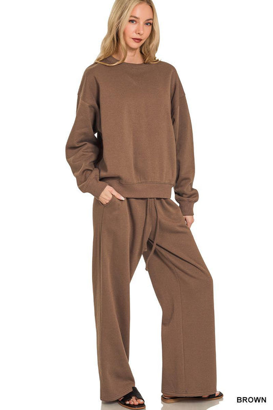 ZENANA FLEECE LONG SLEEVE PULLOVER & SWEATPANTS SET