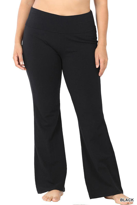 Zenana SP-227X5 Plus Premium Cotton Yoga Flare Pants