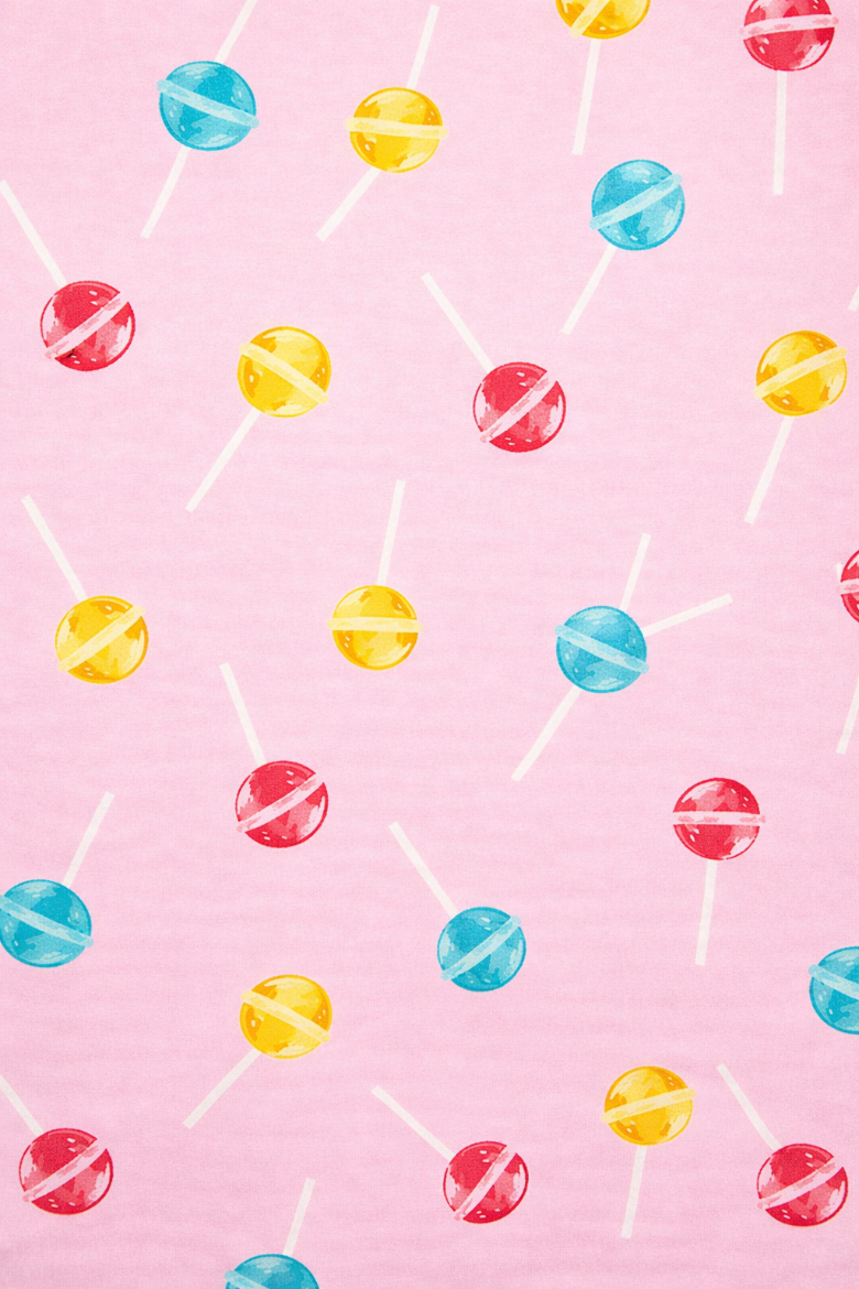 Lollipops Yummy Jersey S/S Button Front Top + Pull On Pant PJ Set