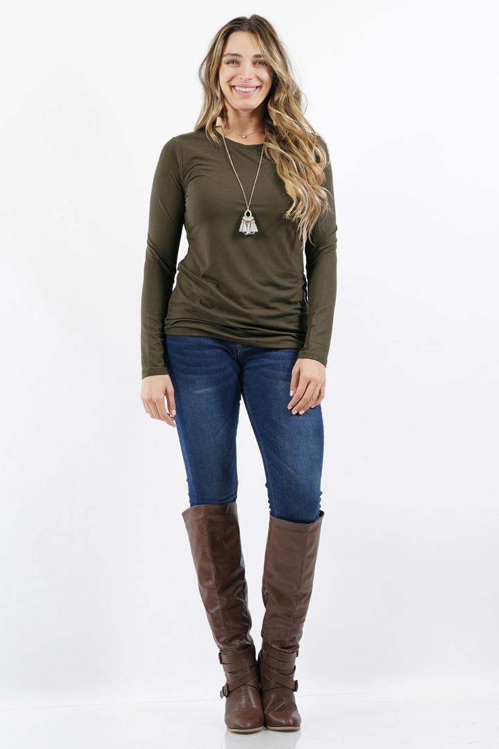 Zenana Brushed Microfiber Long Sleeve Round Neck Tee