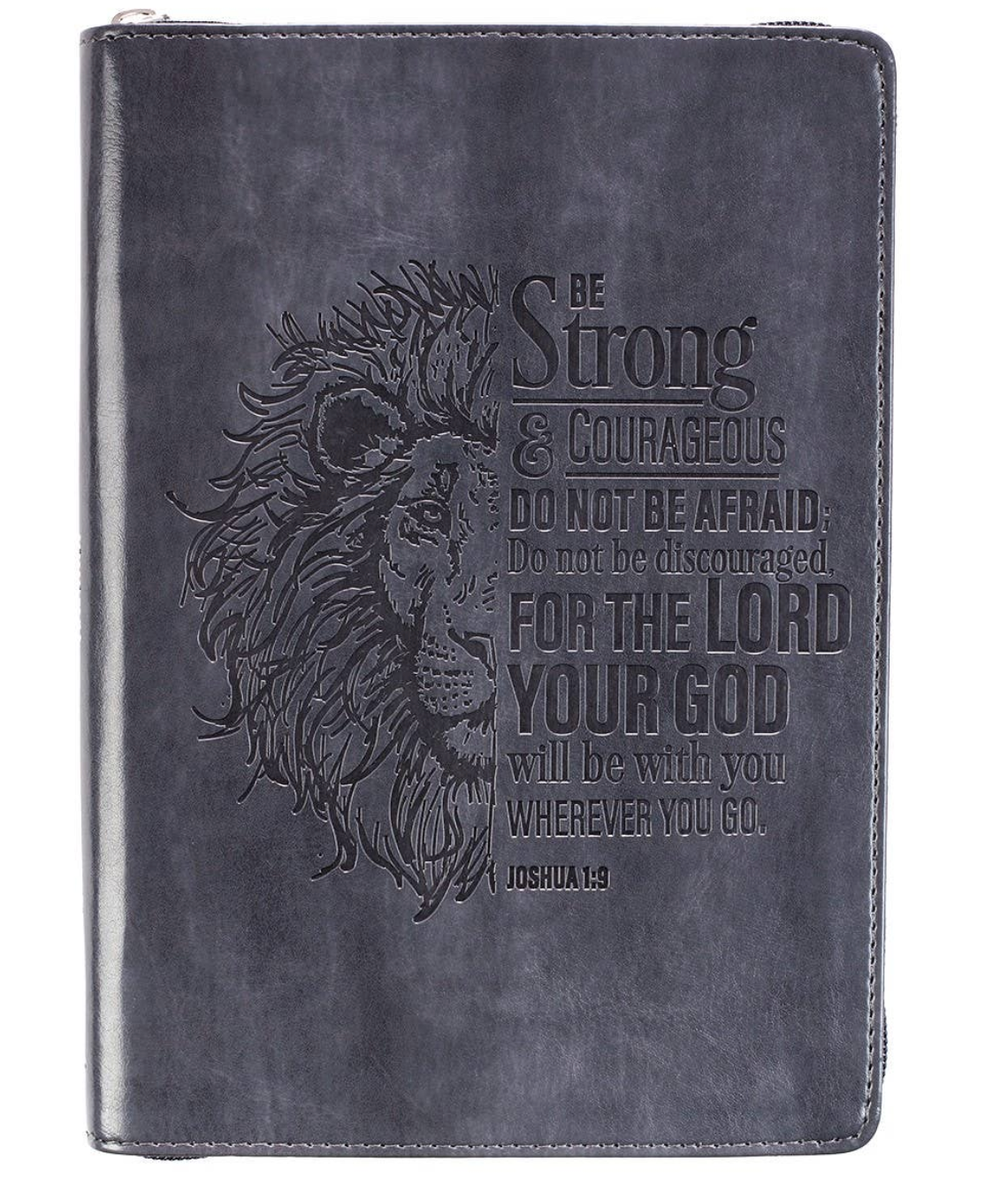 Journal Classic Zip Gray Be Strong Joshua 1:9