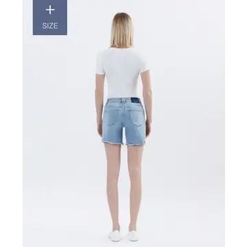 Lovervet Plus Size High Rise Raw Hem Midi Shorts LV1726